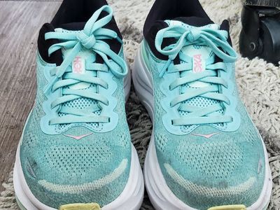 Hoka bondi 9 Women's Mesh Running Shoes - Size 10, Aqua/Pink