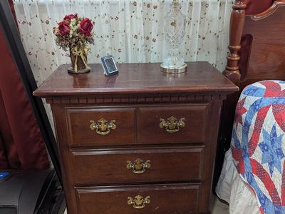 Two Chippendale Nightstands and Crystal lamps