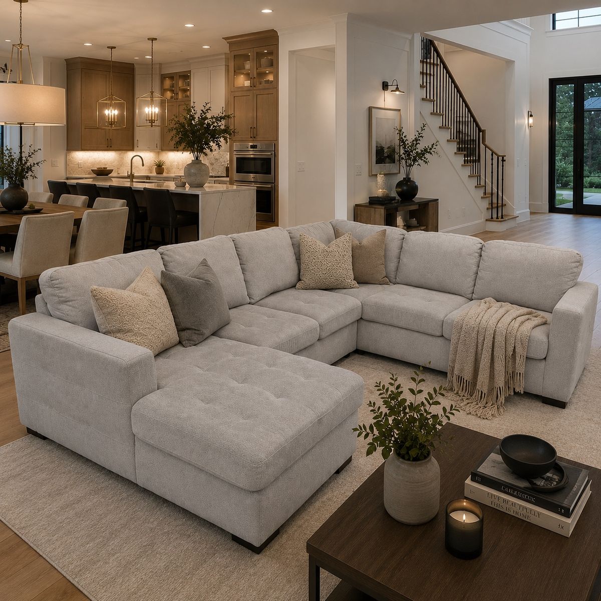Gray Sectional with Storage Chaise and Ottoman - Free Delivery