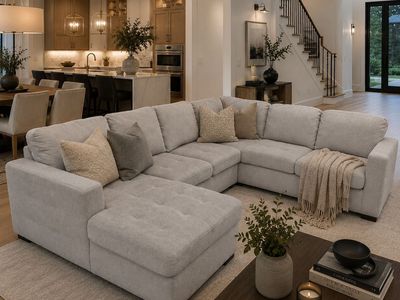 Gray Sectional with Storage Chaise and Ottoman - Free Delivery