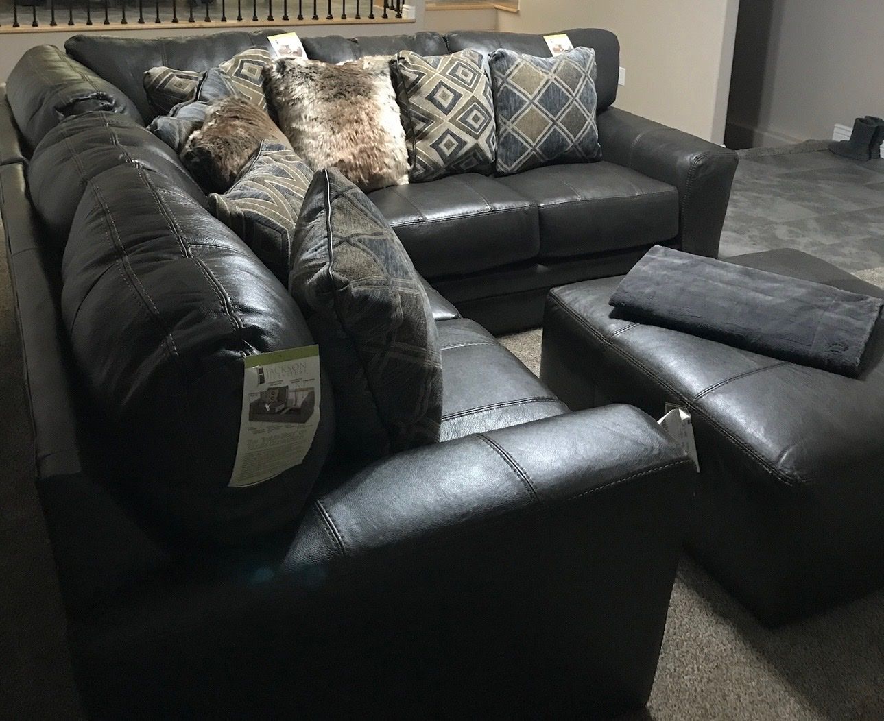 Denali Gray Leather Sectional – RC Willey (Full Se