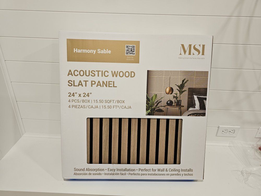 MSI Harmony Sable 24"x24" Acoustic Wood Slat Panel - 4-piece box, 15.5 SQFT, Sound Absorption