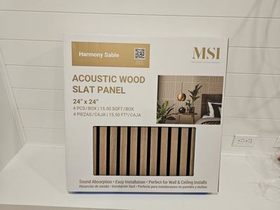 MSI Harmony Sable 24"x24" Acoustic Wood Slat Panel - 4-piece box, 15.5 SQFT, Sound Absorption