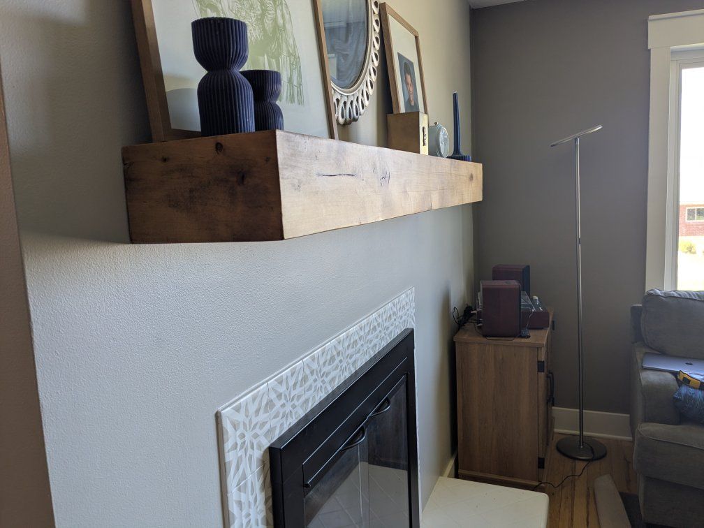 Rustic Wood Fireplace Floating Mantel Shelf