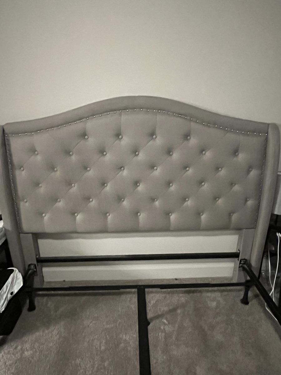Queen Headboard: tufted gray