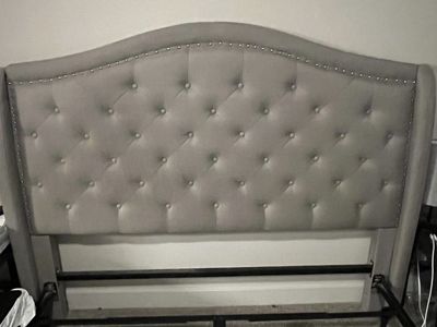 Queen Headboard: tufted gray