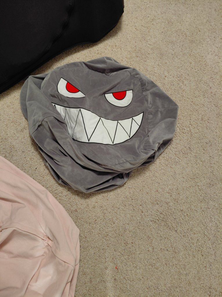 Cute shark bean bag stuffed animal storage.