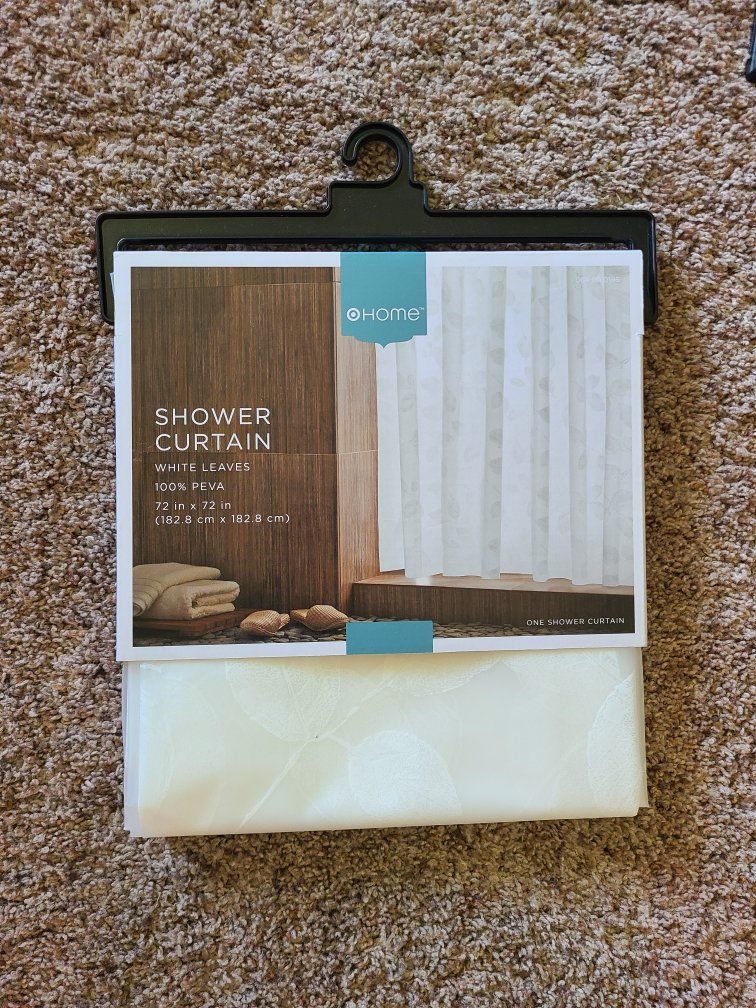 White shower curtain, new