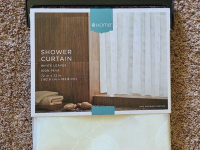 White shower curtain, new