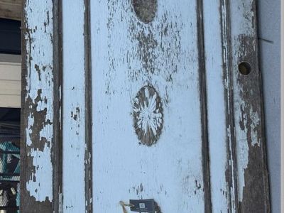 Vintage Architectural Salvage Interior Door, Ornate Carvings, 32x80 inch, Distressed White