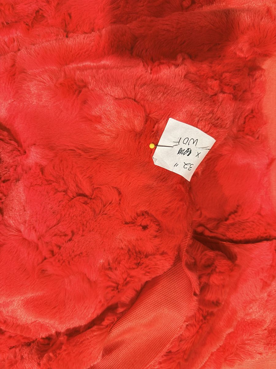 Red Faux Fur Fabric Piece 32" x WOF