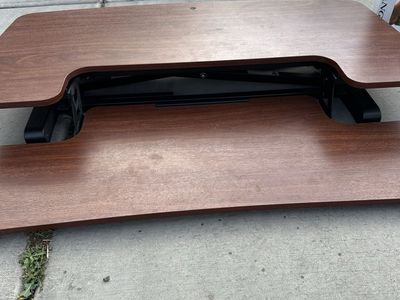 Standing Desk Converter - Adjustable Height Sit-Stand Workstation in Wood Finish