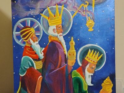 Acrylic Painting by Original artist Aaron Tippetts Three Kings/Wise Men Christmas Canvas Art - Unique Holiday Decor