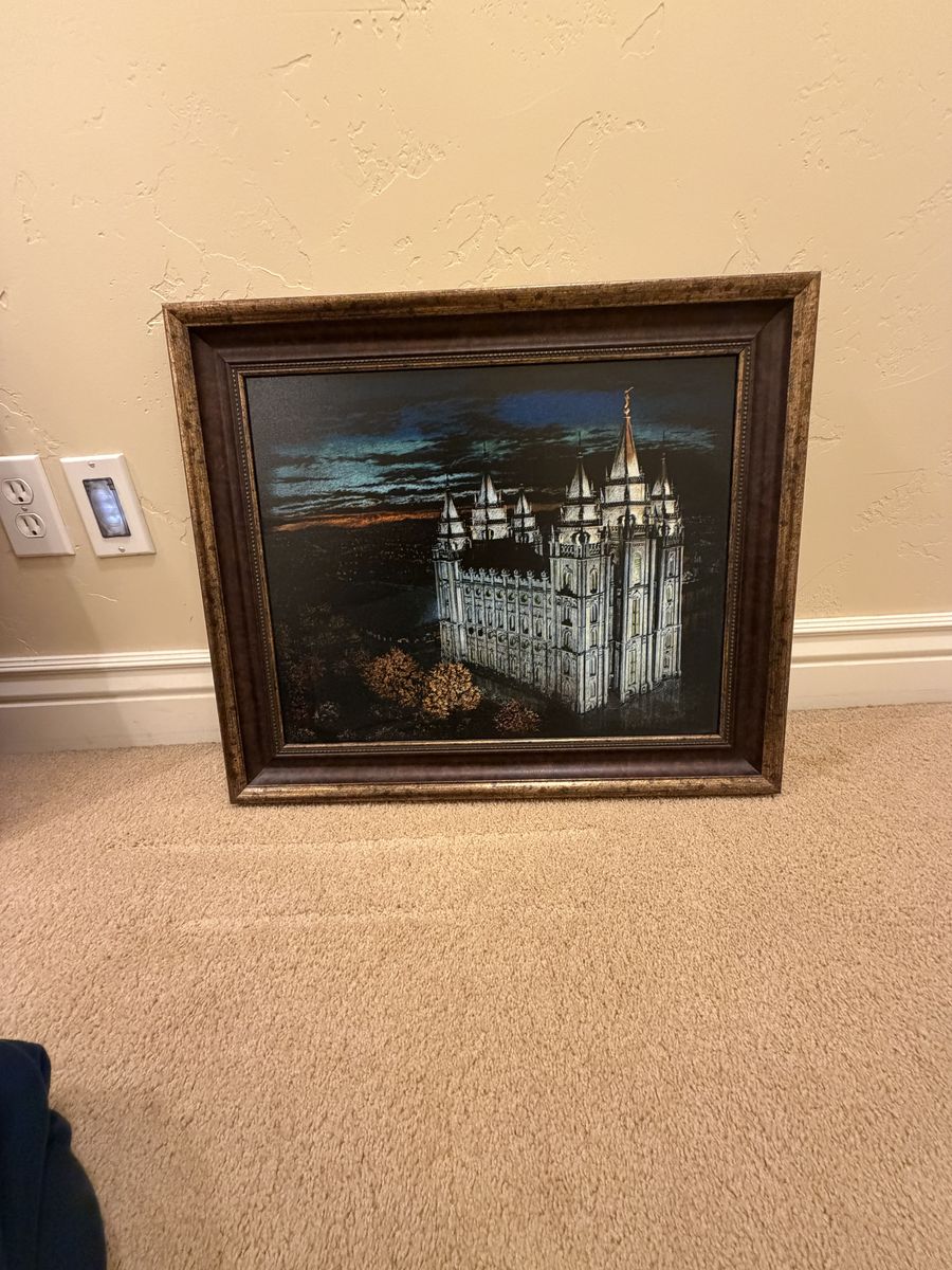 9X6- Framed Canvas Print of Salt Lake Temple Architecture