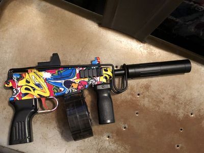 Graffiti Print Toy Gel Blaster with Drum Magazine and Extension Stock