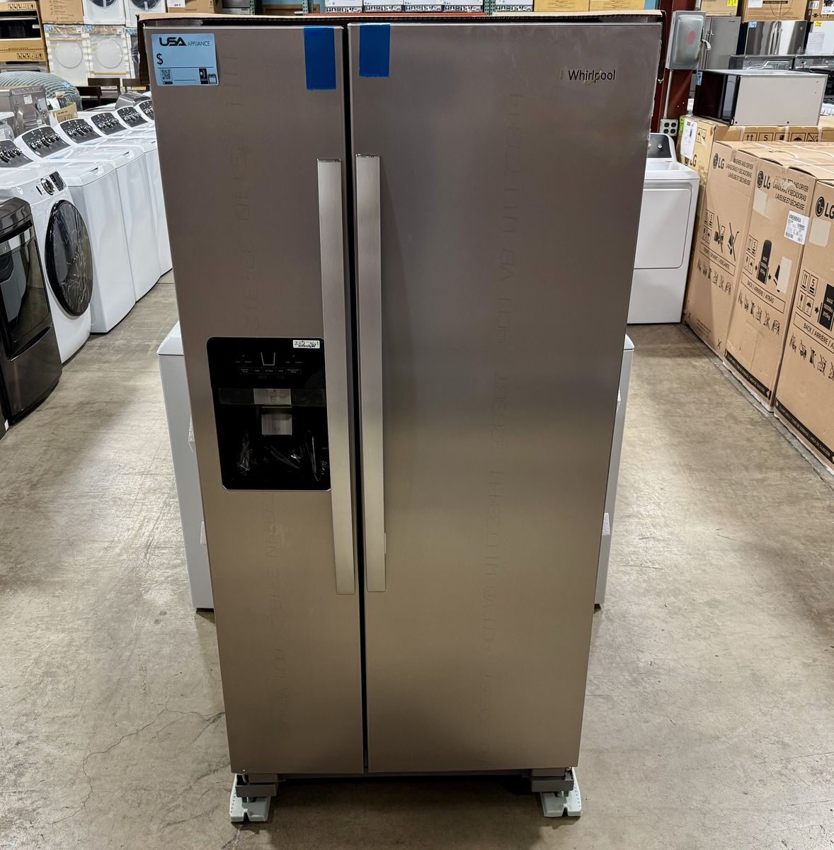 WHIRLPOOL SIDE BY SIDE REFRIGERATOR WITH WARRANTY