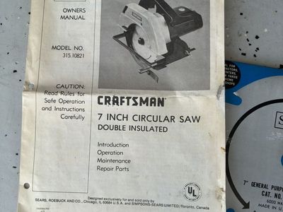 Free Craftsman 7” Circular Saw