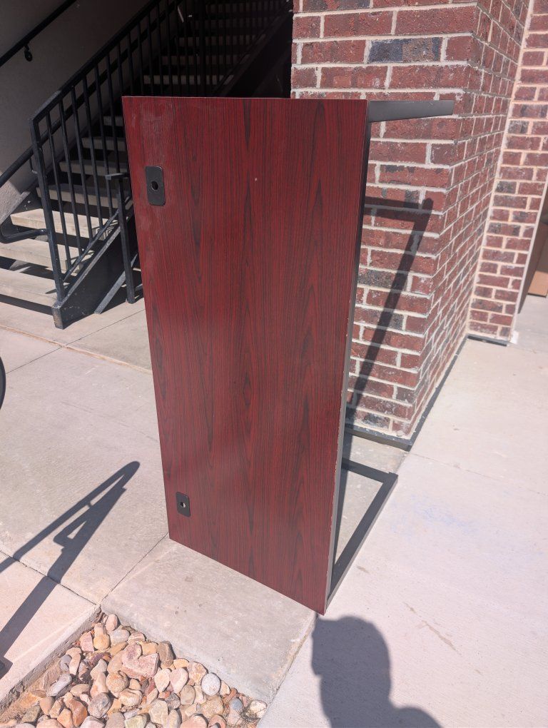 Red Wood Grain Desk, Metal Frame - Versatile Office/Home Furniture