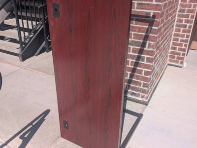 Red Wood Grain Desk, Metal Frame - Versatile Office/Home Furniture