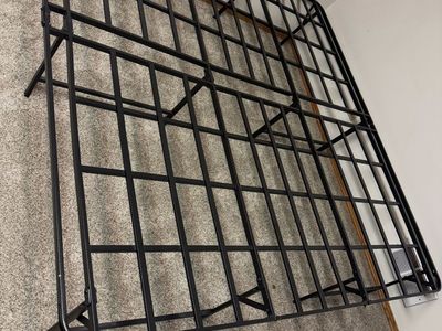 King size Black Metal Platform Bed Frame Folding Mattress Foundation
