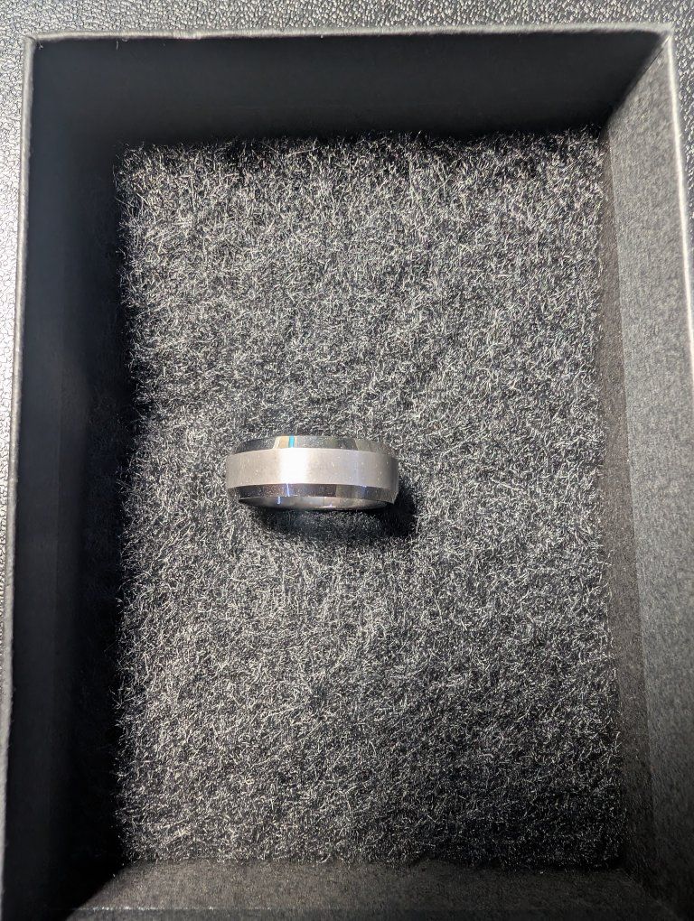 Men's Silver Tone Beveled Edge Ring - Modern, Sleek Design