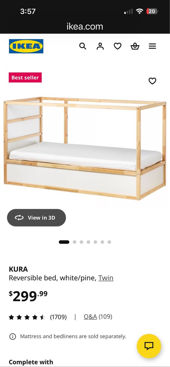 IKEA KURA Reversible Twin Bed - White/Pine