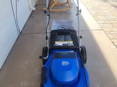 Kobalt 80-Volt 21-in Self-propelled Battery Lawn Mower, (1) 4 Ah and (1) 5 Ah Batteries Included. Cash only sale.