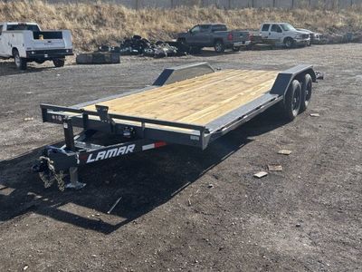 8.5x20 Lamar CC Wide Body w/ Drive Over Fenders Flatbed Car Hauler Trailer - 10K GVWR - D-Rings