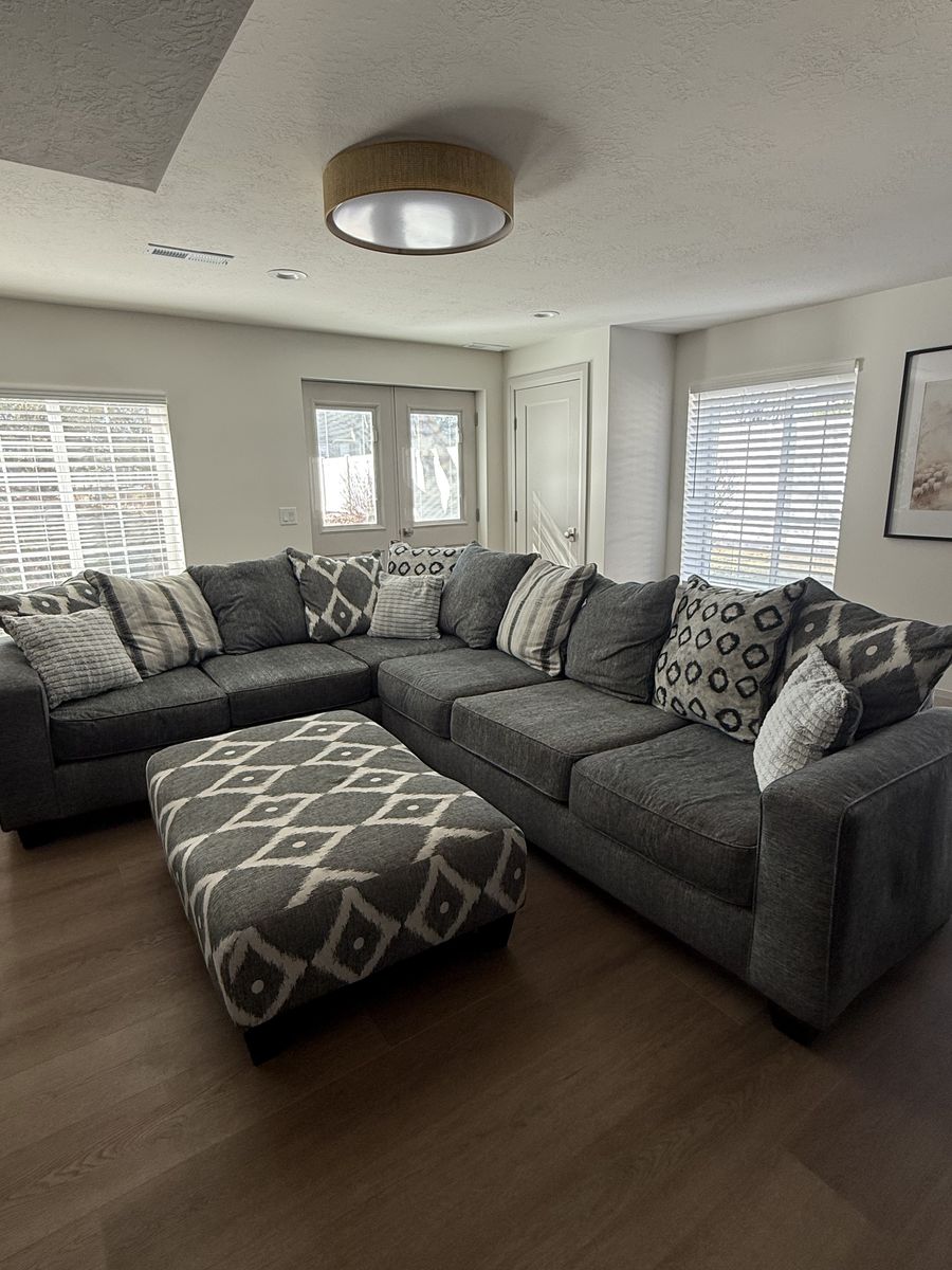 $425 – Large Sectional Couch with Ottoman (Steam Cleaned)