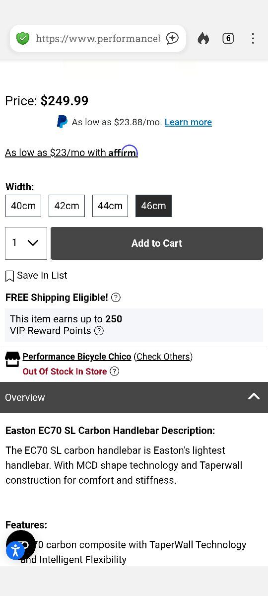 Easton EC70SL Carbon Handlebars $90 OBO