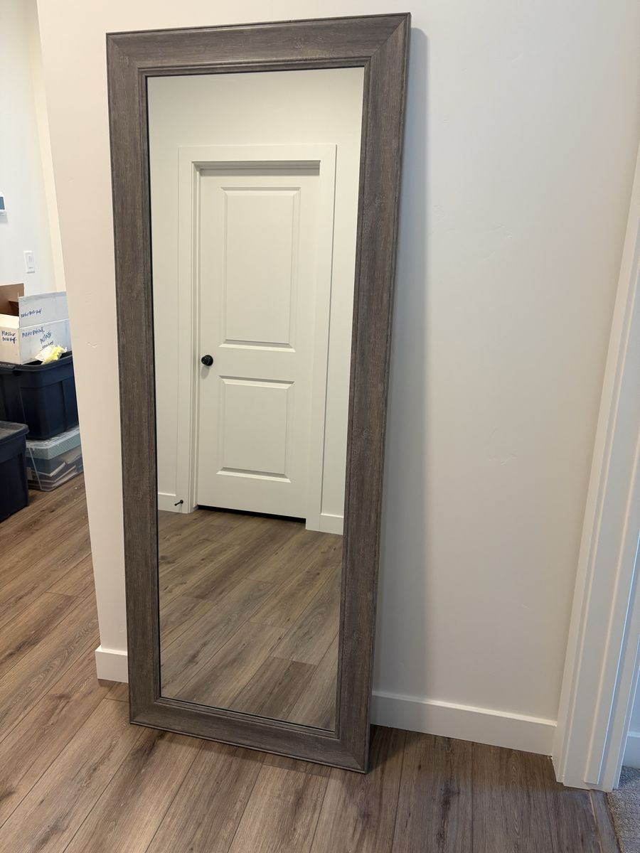 Rectangle Full-Length Floor/Wall Mirror, Gray
