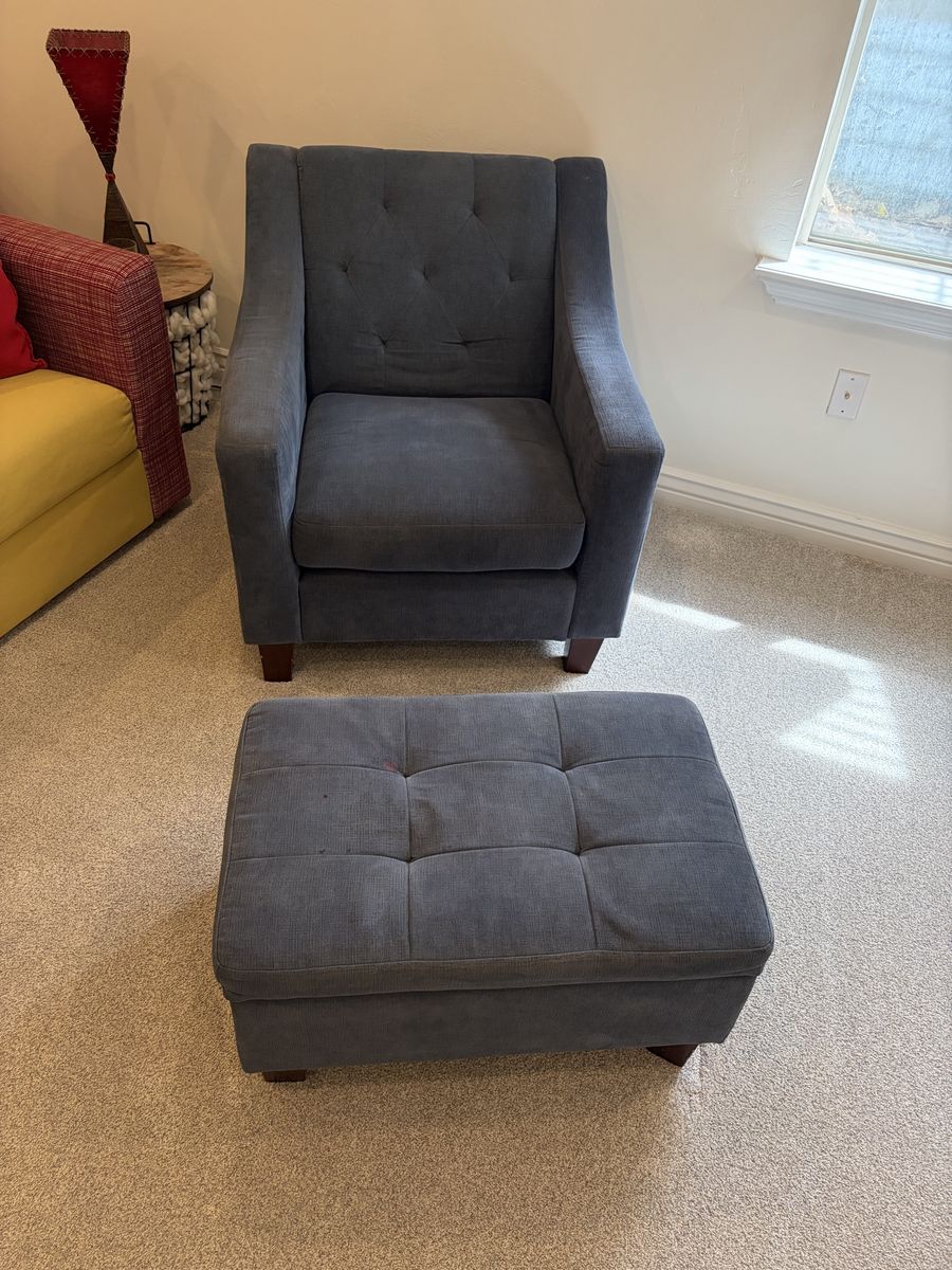 Chair with Matching Storage Ottoman