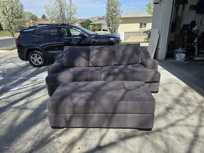 Grey Couch and Ottoman