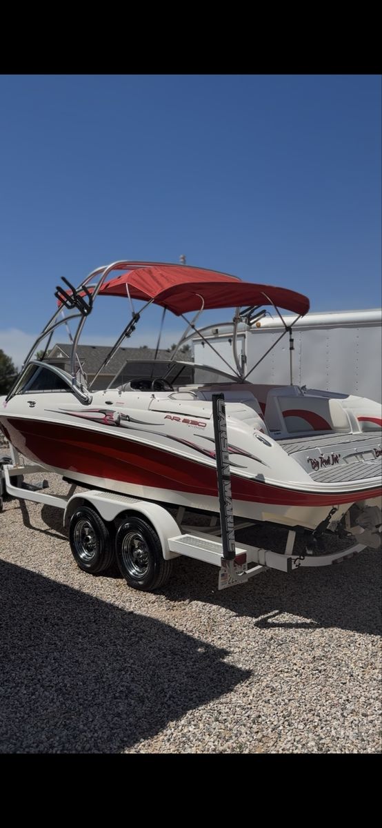 Yamaha AR230 Jet Boat with Trailer - Red/White, Wake Tower, Bimini Top, Clean Condition