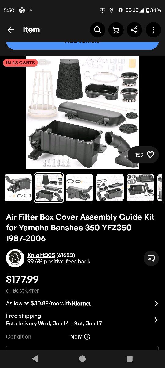 Yamaha banshee air box kit 87-06