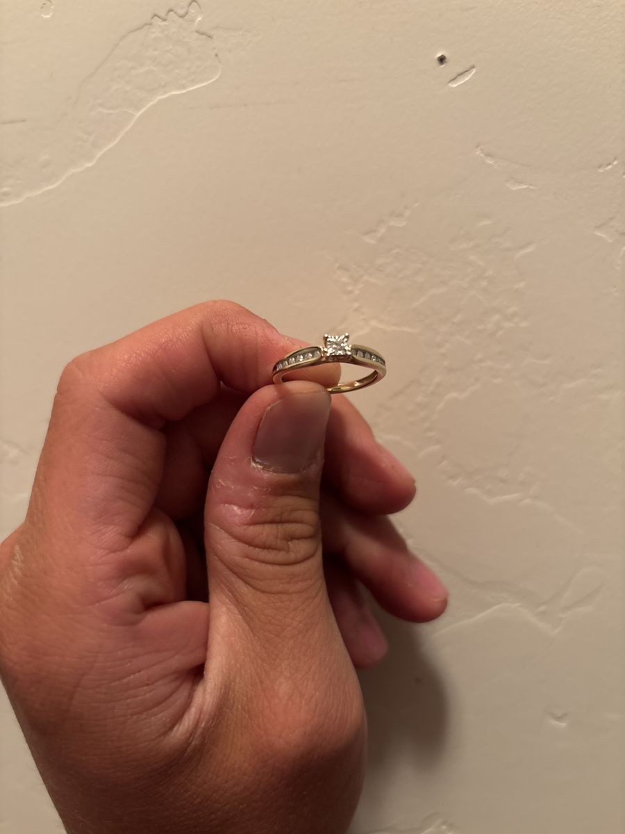 Kay jewelers Ring with Princess Cut Center Diamond and Channel Set Accents