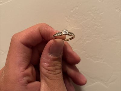 Kay jewelers Ring with Princess Cut Center Diamond and Channel Set Accents