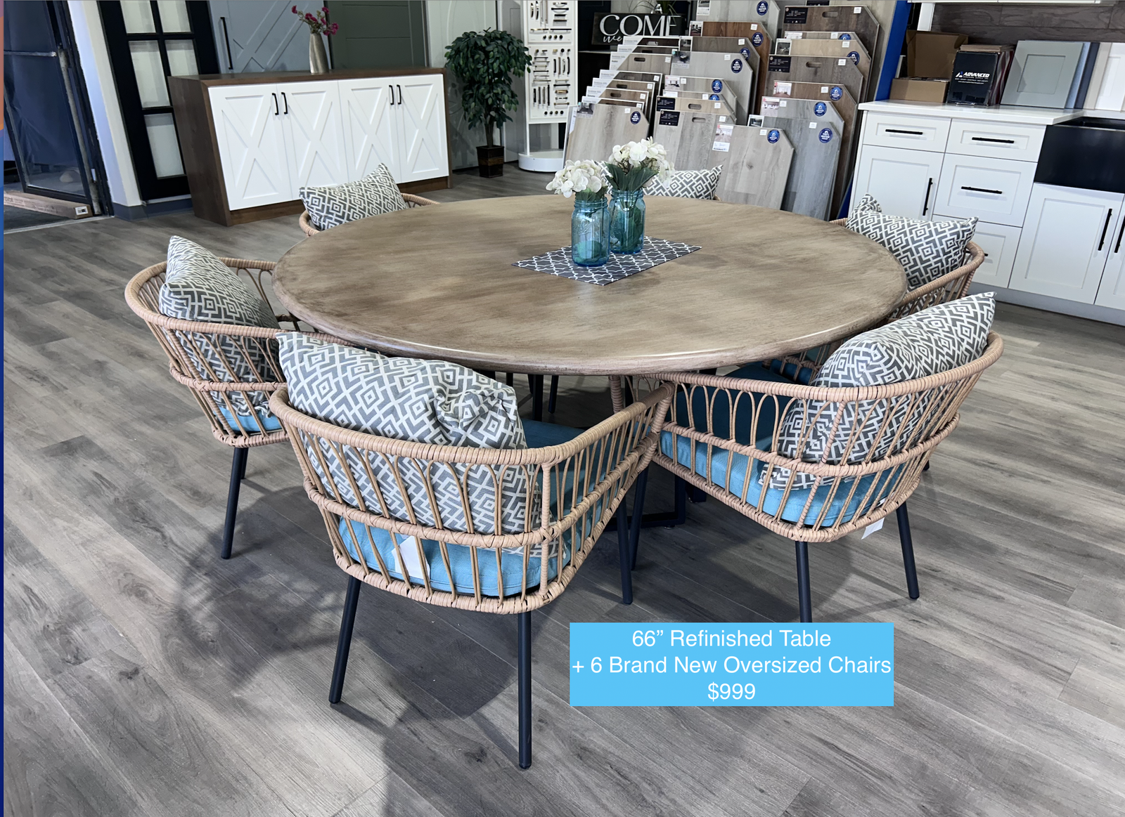 HUGE round table with brand new chairs