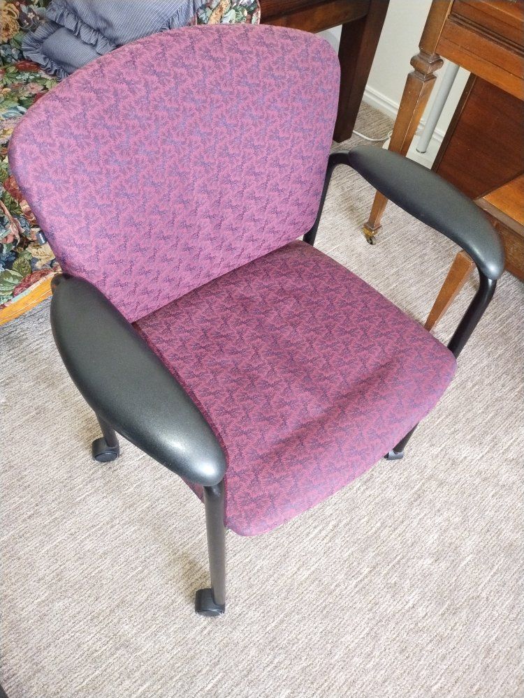 Purple Patterned Office Chair with Casters