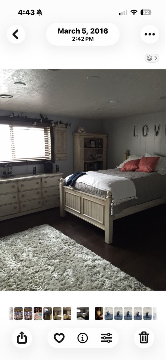 Full bed frame and box spring, mattress