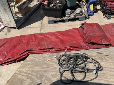 Large Red Heavy-Duty Vinyl Flatbed Trailer Tarp with Integrated Straps 24x40