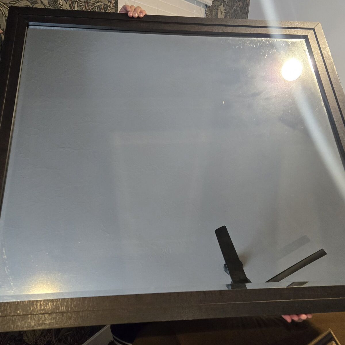 Big dark brown wood mirror