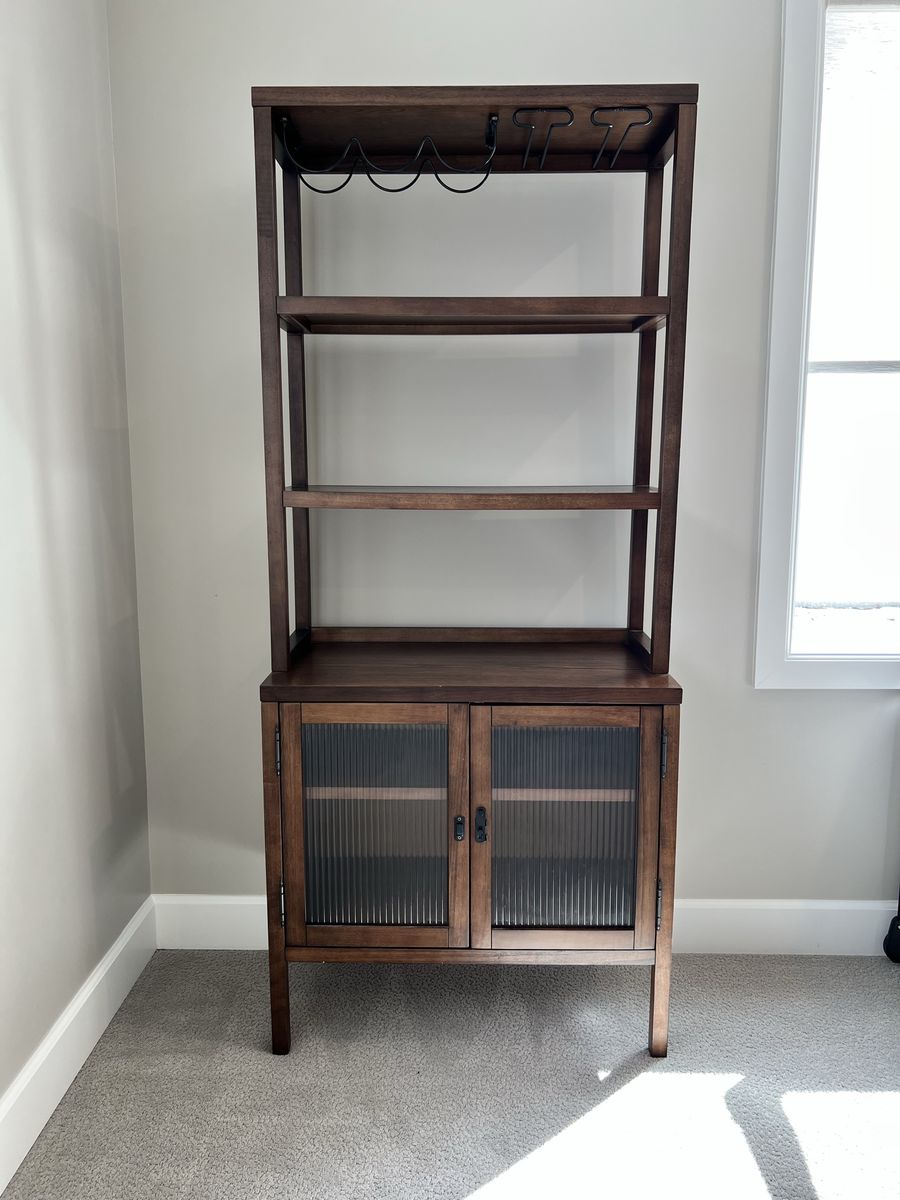 Wood & Glass Baker’s Rack with wine glass/bottle holder by Hearth & Hand Magnolia