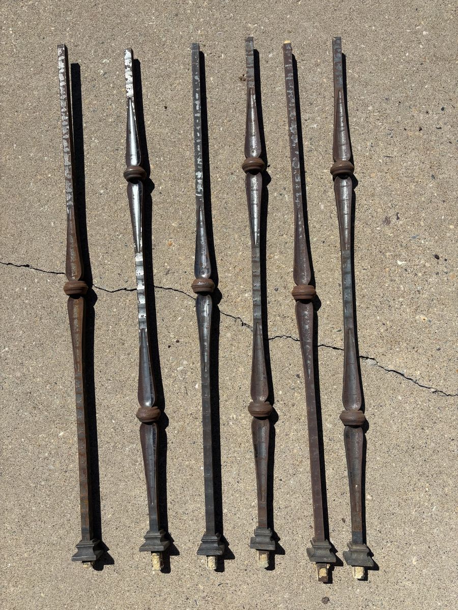 Used Wrought Iron Stair Balusters, 35“ long. Two complimentary designs.  
