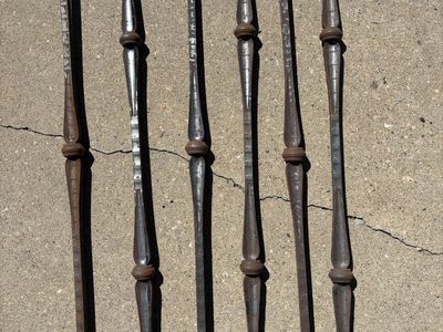 Used Wrought Iron Stair Balusters, 35“ long. Two complimentary designs.