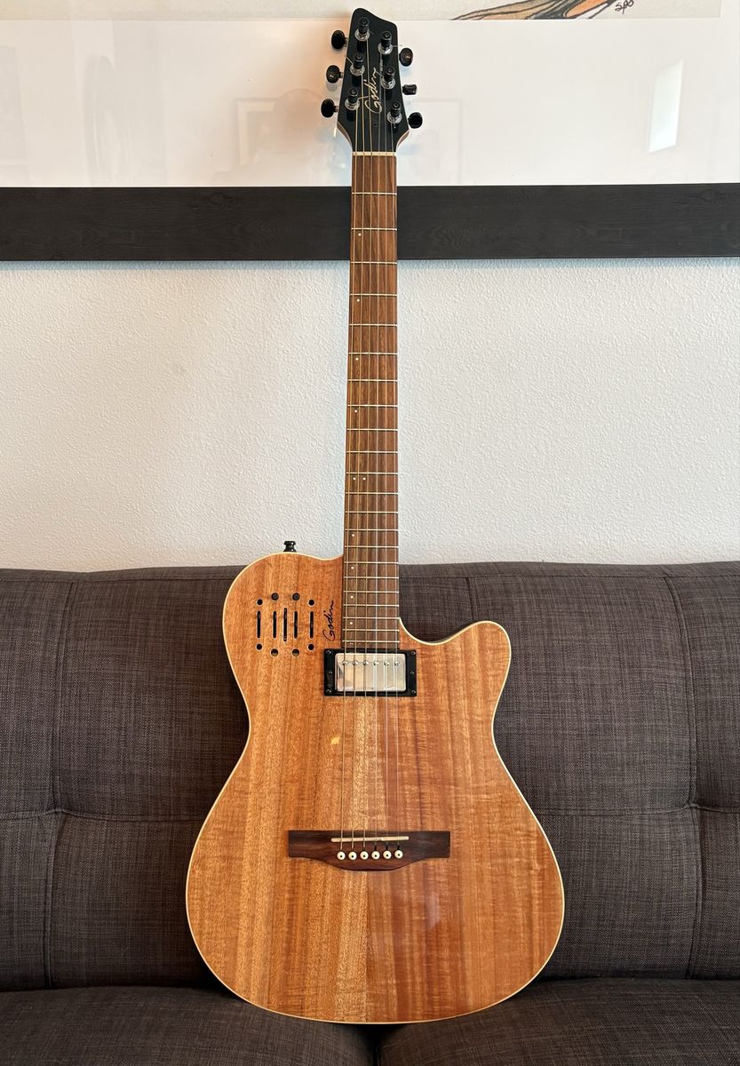 Godin A6 Ultra Koa Acoustic Electric Guitar, Natural Finish, Excellent Condition, $800 OBO.