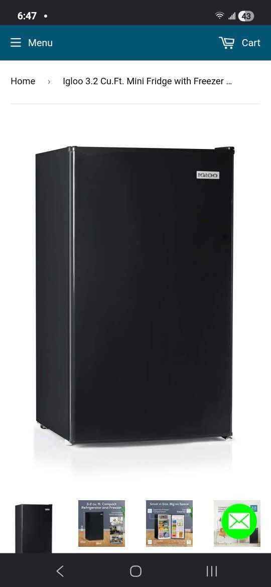 igloo 3.2 mini fridge with freezer