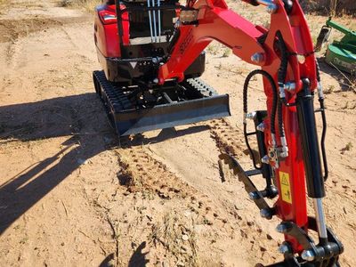SD line SDEE22 Mini Excavator with Canopy, Bucket, and Mechanical Thumb Attachment