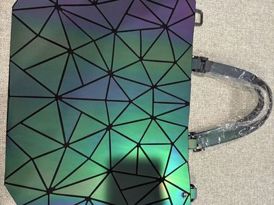 Geometric Luminous Reflective Tote Bag Handbag Purse with Shoulder Strap, New