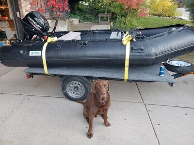 Bris 12.5 inflatable boat, 15 hp Mercury outboard